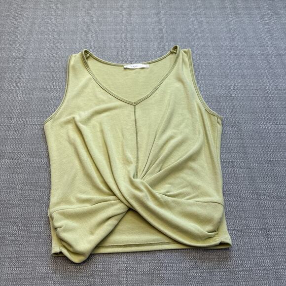 LUSH Pale Green Twist Front Tank Top Size L Soft Stretchy‎ Summer Basic - Picture 1 of 8